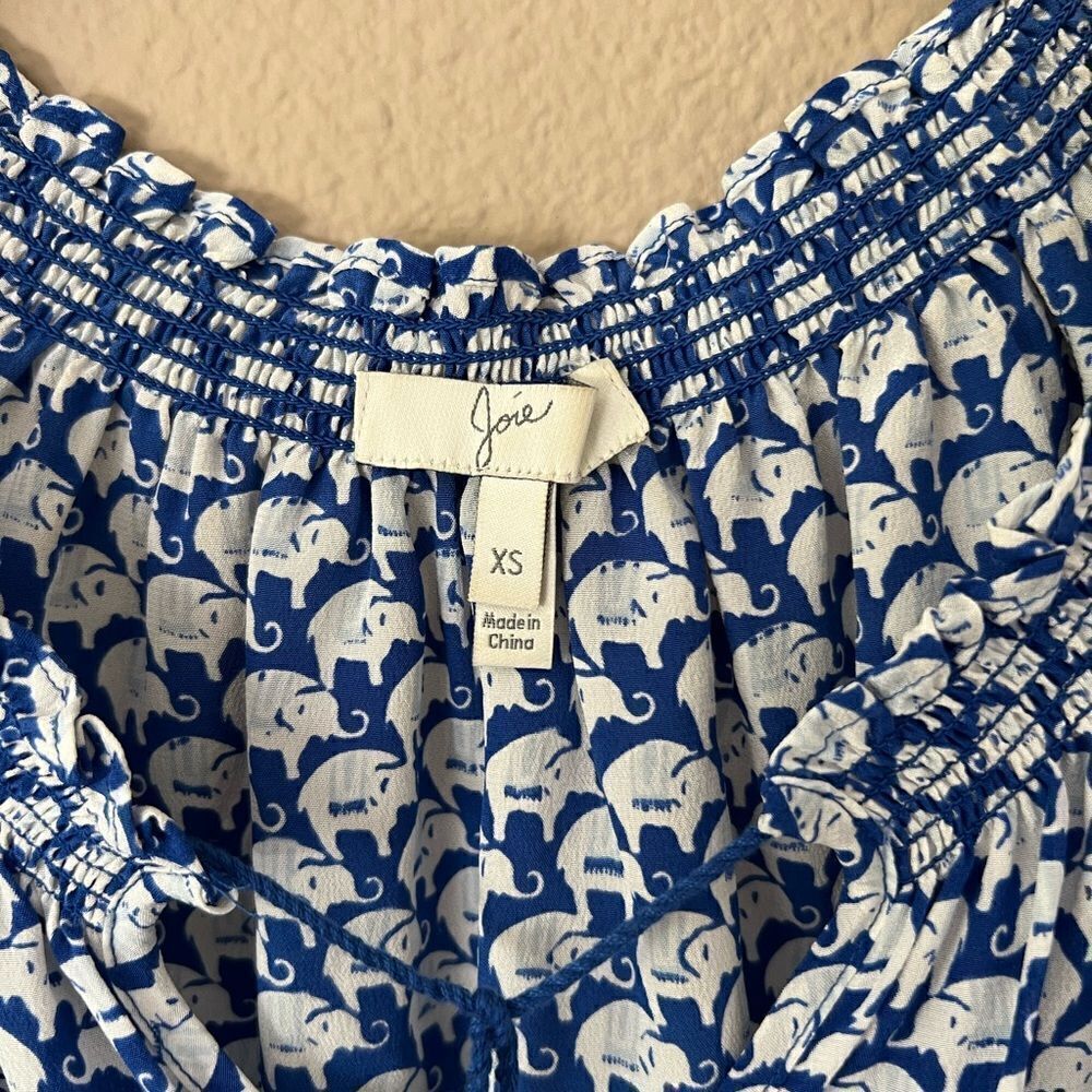 Joie Masha 100% Silk Elephant Print Tassel Blouse - Picture 9 of 9